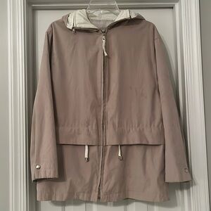 Larry Levine Light Tan Hooded Zip-Up Jacket size S